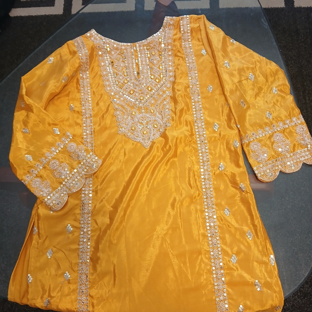 Embellished Yellow Indian Salwar Suit